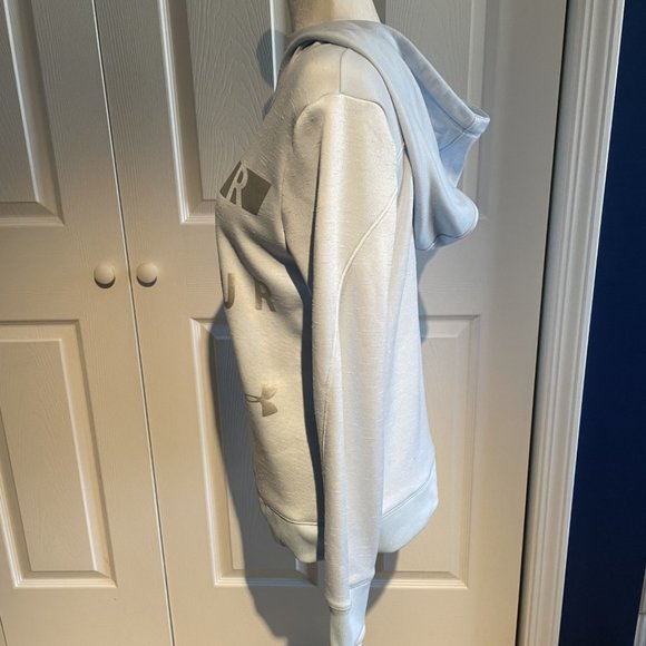 Under Armour UA Size X-Small Light Ice Blue Sweatshirt Hooded Hoody Hoodie EUC - Picture 4 of 9